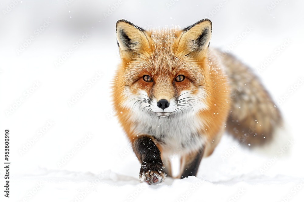 Red Fox Walking Through Snow Red Fox Walking Through Snow