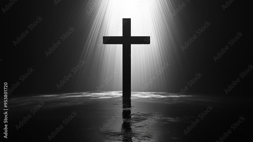Illustration of a minimalist cross with subtle rays of light emanating from behind Illustration of a minimalist cross with subtle rays of light emanating from behind
