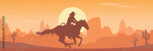 Rider riding on horse in wild west
