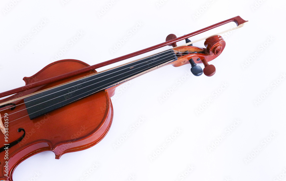 Fototapeta premium Up Close Detail of Beautiful Classical, Celtic, or Bluegrass Instrument the Violin or Fiddle