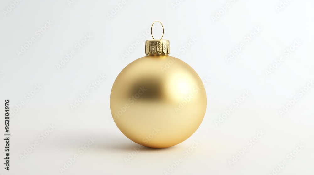 Golden Christmas Ball on White Background, Festive Holiday Decoration Generative AI Golden Christmas Ball on White Background, Festive Holiday Decoration Generative AI