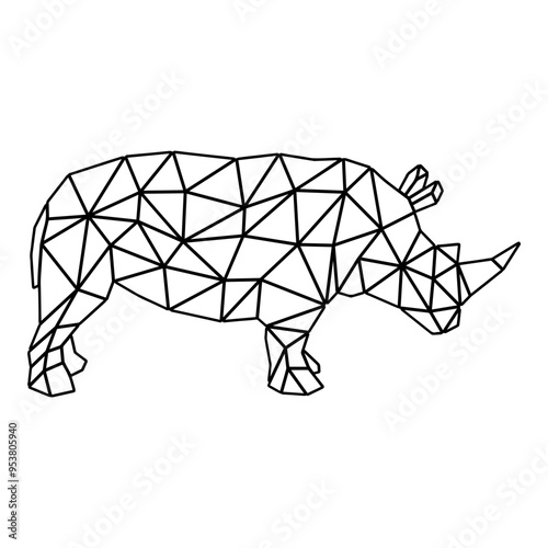 Geometric Rhinoceros Outline