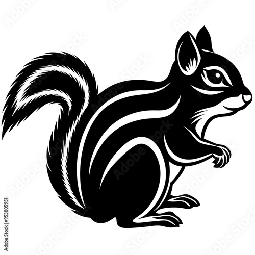 Chipmunk Silhouettes Vector Animal Illustration on White Background