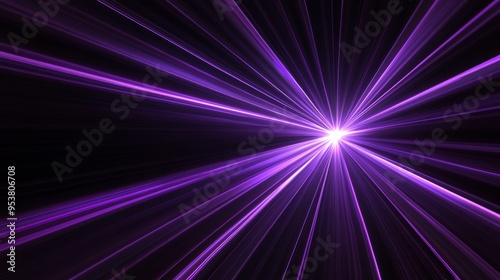 Abstract Radial Purple Light Rays on Black Background for Futuristic and Spiritual Concepts Generative AI