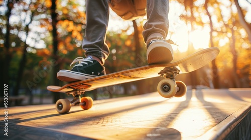 A teenager skateboarding in a park flat design front view skate culture theme.