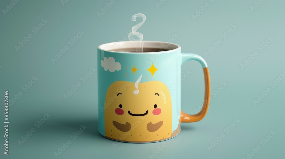 coffee mug with a cute cartoon character and a playful, colorful design coffee mug with a cute cartoon character and a playful, colorful design