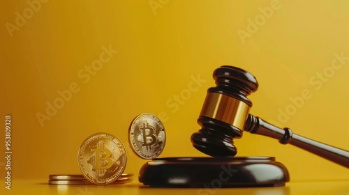 Bitcoin regulation and law concept with government oversight. photo