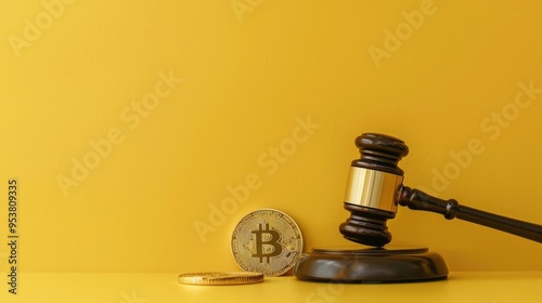 Bitcoin regulation and law concept with government oversight.