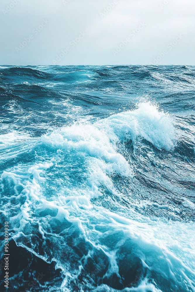 Fototapeta premium Amazing sunset with sea wave generated by AI