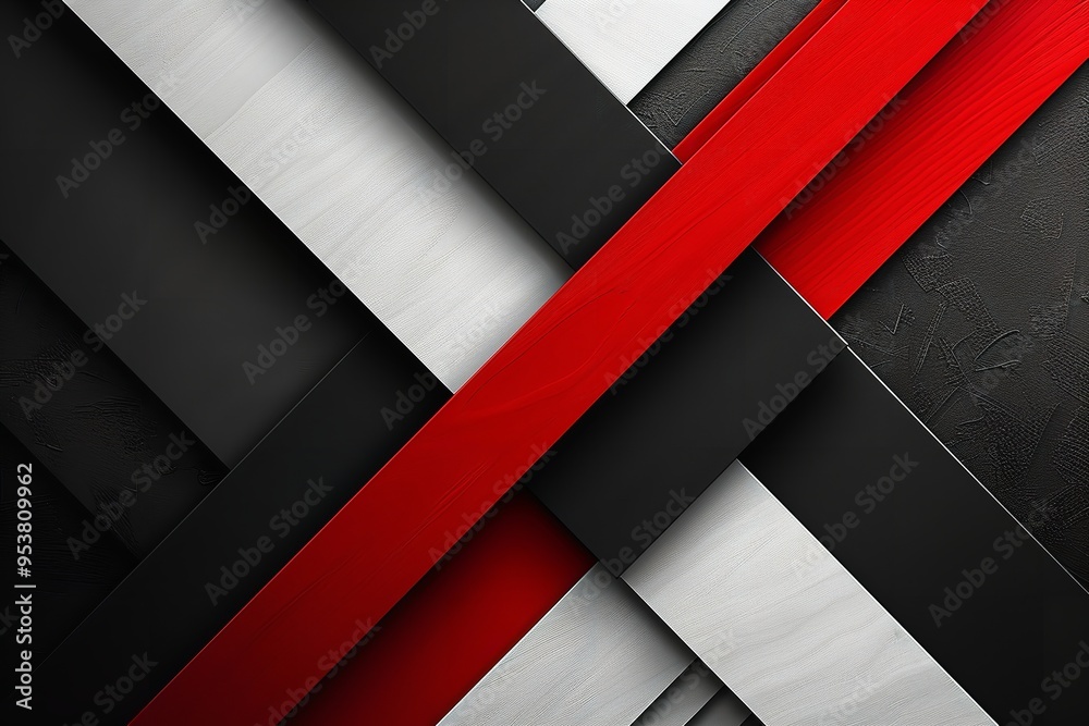 Create an eye-catching geometric display with red, white, and black. Generative Ai Create an eye-catching geometric display with red, white, and black. Generative Ai