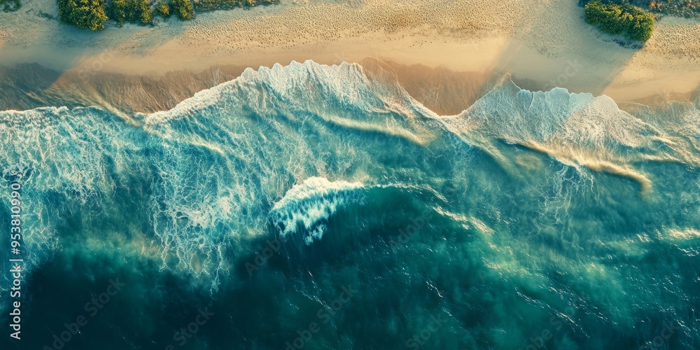 Fototapeta premium Aerial Panoramic View of River and Sea Meeting During High and Low Tide Generative AI
