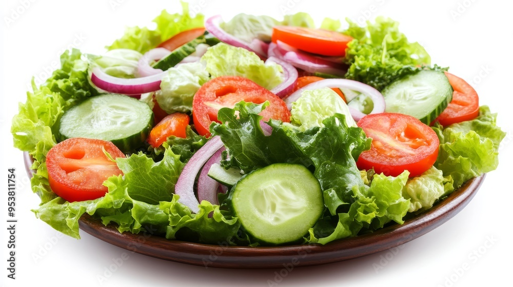 Fresh Salad in a Plate on White Background, Healthy Eating Concept Generative AI Fresh Salad in a Plate on White Background, Healthy Eating Concept Generative AI