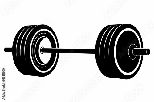 Weightlifting Barbell Black Silhouette Vector,Weightlifting Silhouette, Barbell Silhouette, 