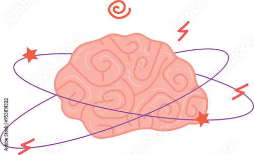 Chaotic mind color icon. Depression and mental problems