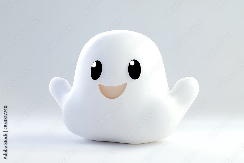 Cute Smiling Ghost Figurine Isolated on White Background Cute Smiling Ghost Figurine Isolated on White Background