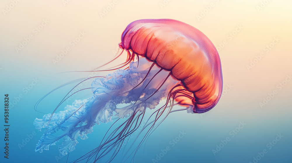 Fototapeta premium A jellyfish is swimming in the ocean