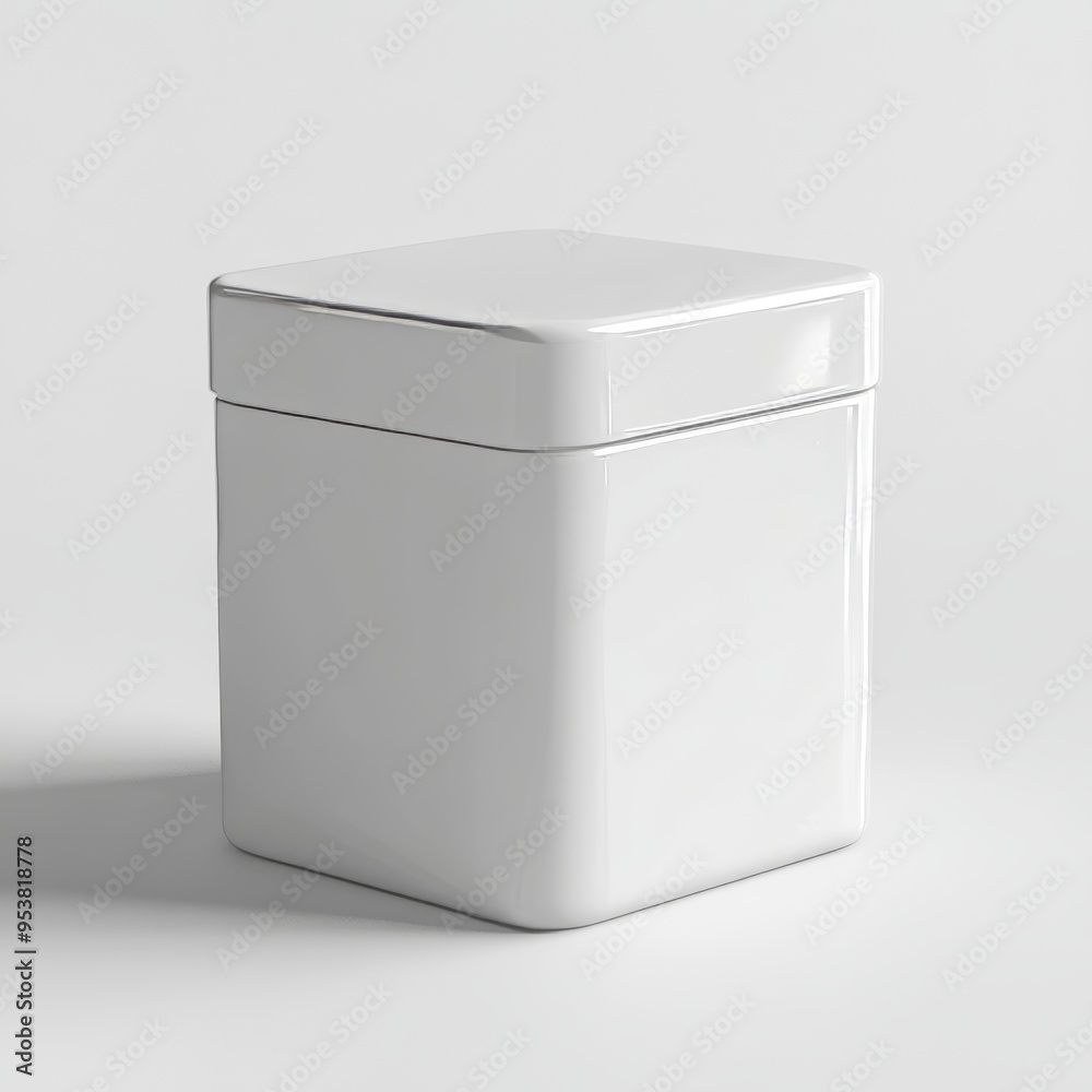 White Square Plastic Jar with Screw Cap Packaging on White Background Generative AI White Square Plastic Jar with Screw Cap Packaging on White Background Generative AI