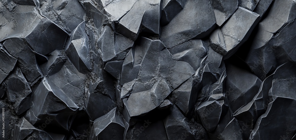 Closeup of dark, rough, textured rock formation. Closeup of dark, rough, textured rock formation.