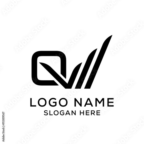 QV VQ Alphabet Unique Letter Logo Design. Initial Vector Symbol.