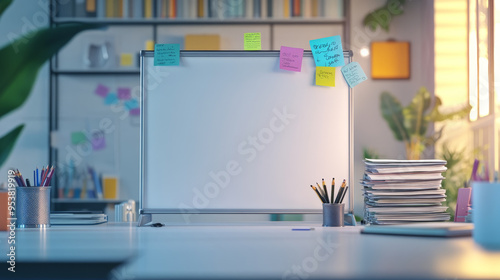 A white board with colorful sticky notes on it