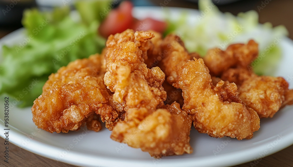 fried crispy prawn on a plate closeup shot generated by AI fried crispy prawn on a plate closeup shot generated by AI