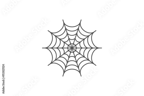 Simple Cobweb Icon. Spider Web Line Style Isolated On White Background. Flat Vector Icon Design Template Element.