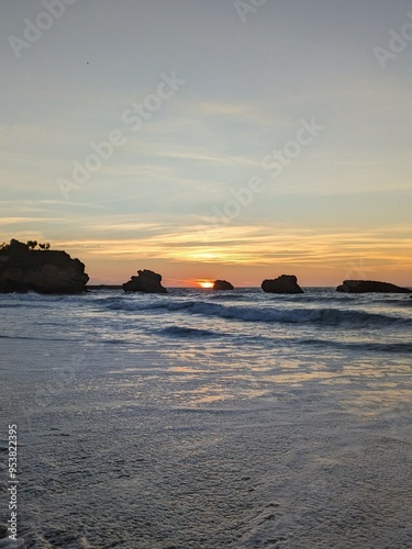 Sunset over the ocean in Biarritz, France - August 2024