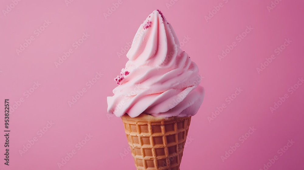 Pink Ice Cream Cone with Sprinkles on a Pink Background Pink Ice Cream Cone with Sprinkles on a Pink Background