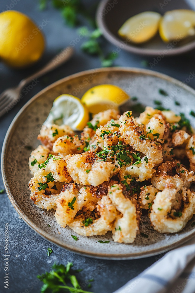 fried crispy prawn on a plate closeup shot generated by AI fried crispy prawn on a plate closeup shot generated by AI