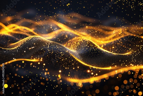 Abstract Golden Waves and Glittering Particles