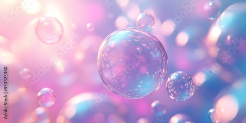 Soft, colorful bubbles float in a dreamy background, creating a whimsical and serene atmosphere perfect for creative projects.