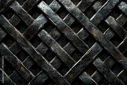 Abstract Interlocking Black Metal Lattice