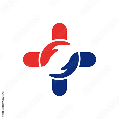 Health care logo plus sign in red. Best suited for hospital logo or small clinics. Use to show health care on graphic projects. 