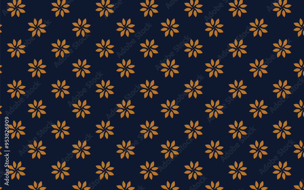 Luxury floral geometric pattern. Dark blue and gold ornament. Stylish vector abstract seamless pattern with small flower. Stylish elegant design for fabric, print, cover, banner, invitation, wrapping Luxury floral geometric pattern. Dark blue and gold ornament. Stylish vector abstract seamless pattern with small flower. Stylish elegant design for fabric, print, cover, banner, invitation, wrapping