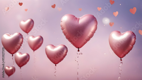 Wallpaper Mural Dreamy heart shaped balloons symbolize grateful love romantic decorative background Torontodigital.ca