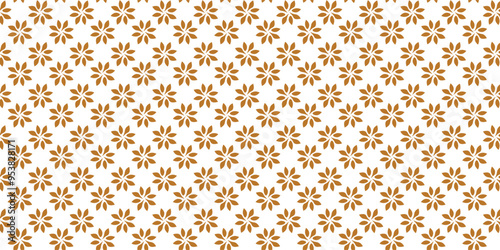 Wallpaper Mural Golden vector floral seamless pattern. Abstract luxury geometric ornamental texture with small flower silhouettes. Gold and white simple ornament in oriental style. Torontodigital.ca