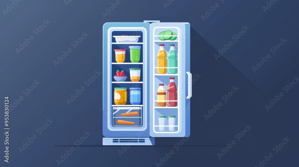 icon of a refrigerator with a clean and sleek design, representing food storage and freshness. icon of a refrigerator with a clean and sleek design, representing food storage and freshness.