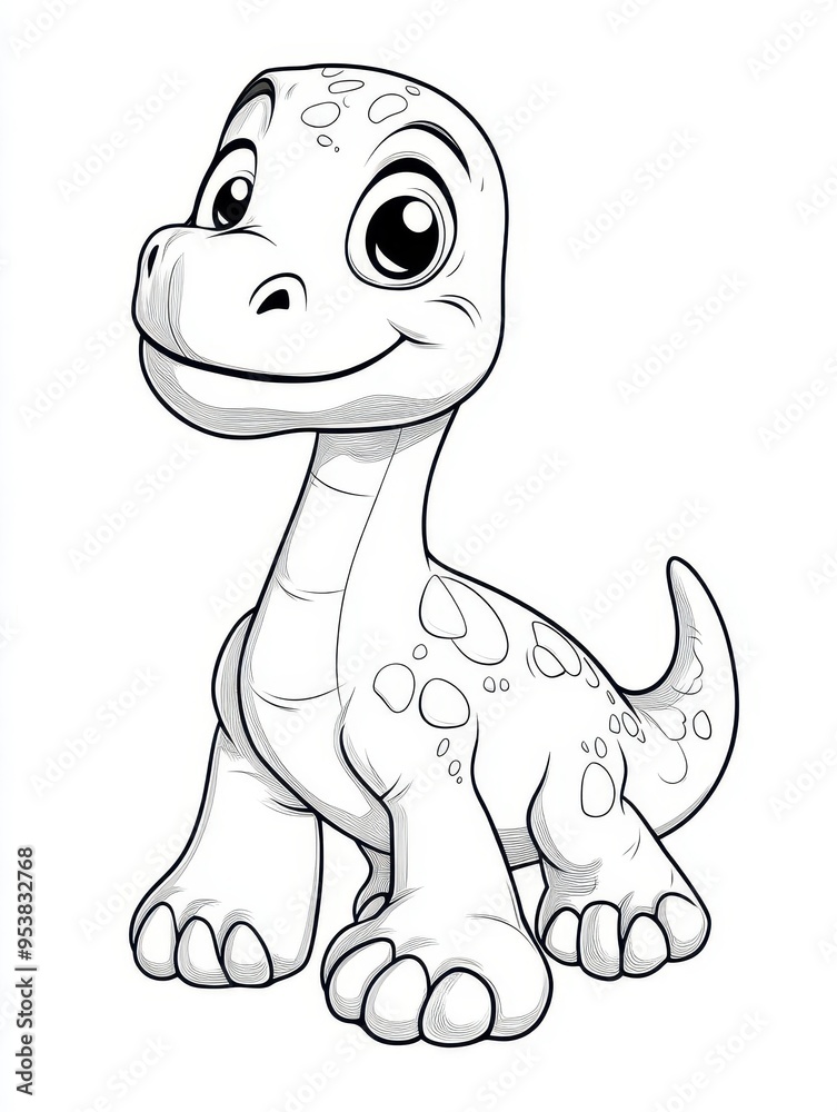 Fototapeta premium Cute cartoon dinosaur illustration for kids