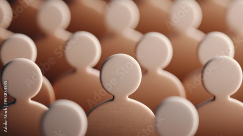 A close-up shot of numerous identical human-shaped figures. The uniform design evokes themes of community, unity, and diversity. photo