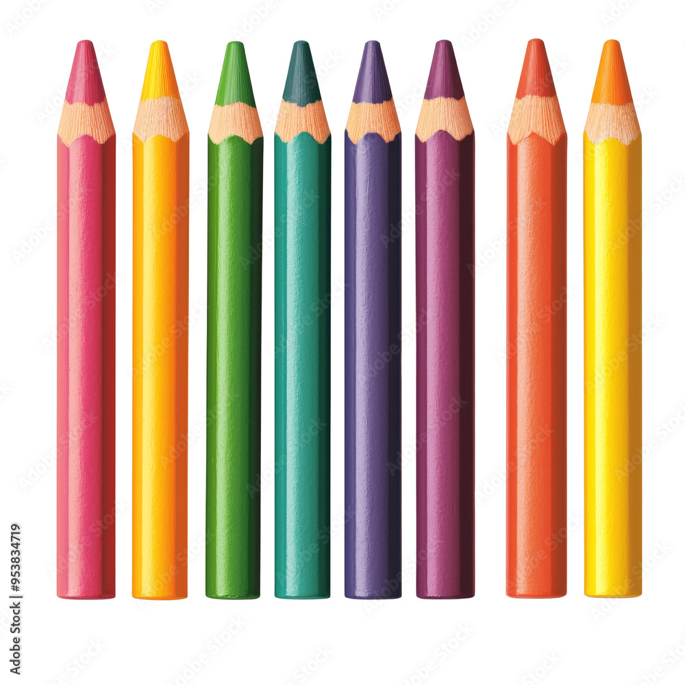 A vibrant collection of colored pencils arranged neatly, showcasing a spectrum of bright colors perfect for artistic creativit, isolated on transparent background. A vibrant collection of colored pencils arranged neatly, showcasing a spectrum of bright colors perfect for artistic creativit, isolated on transparent background.