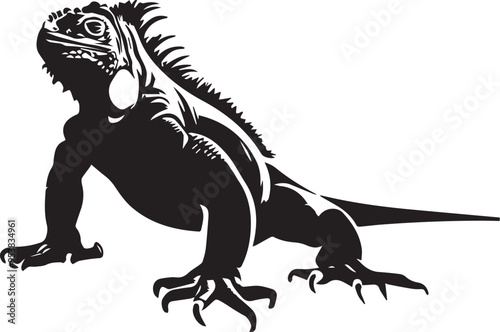 Marine Iguana vector black silhouette design for T-Shirt