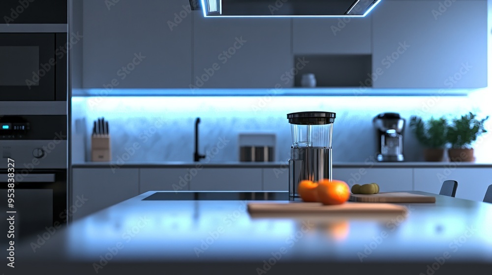 Modern Kitchen Counter with Blender and Fruit Modern Kitchen Counter with Blender and Fruit