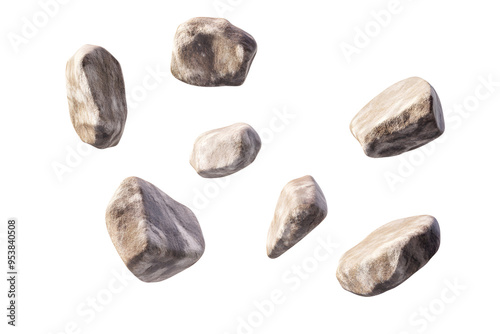 Isolated stones transparent background   rock collection photo