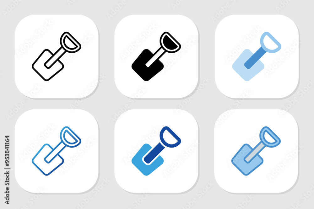shovel tool icons with various design styles shovel tool icons with various design styles