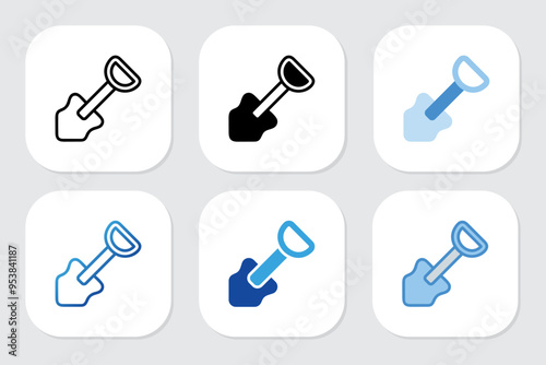 shovel tool icons with various design styles	