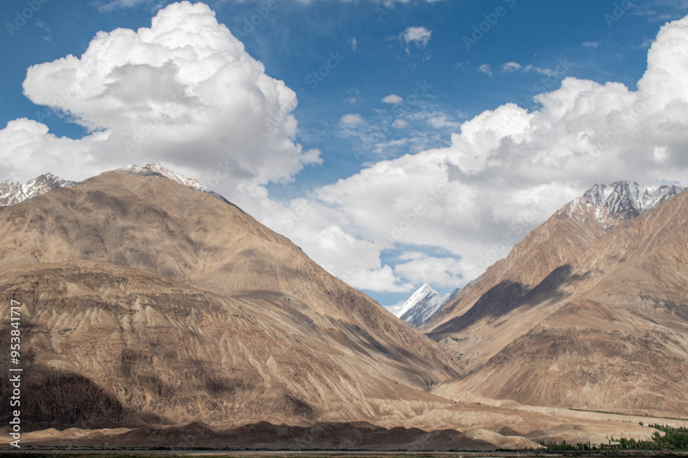 Nubra Vally in Ladakh, India the scenic view of leh ladakh with free space Nubra Vally in Ladakh, India the scenic view of leh ladakh with free space