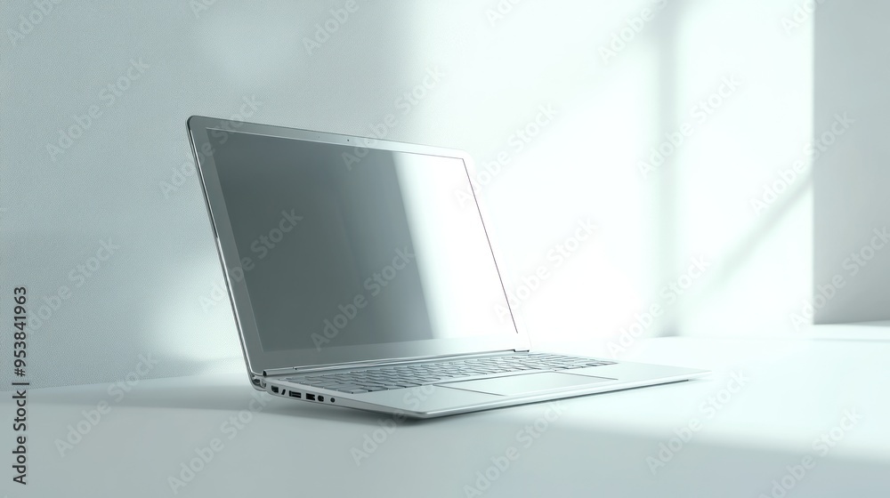 A Silver Laptop Computer on a White Table A Silver Laptop Computer on a White Table