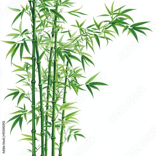 Green Bamboo Illustration on White Background for Nature and Eco-Friendly Designs Generative AI