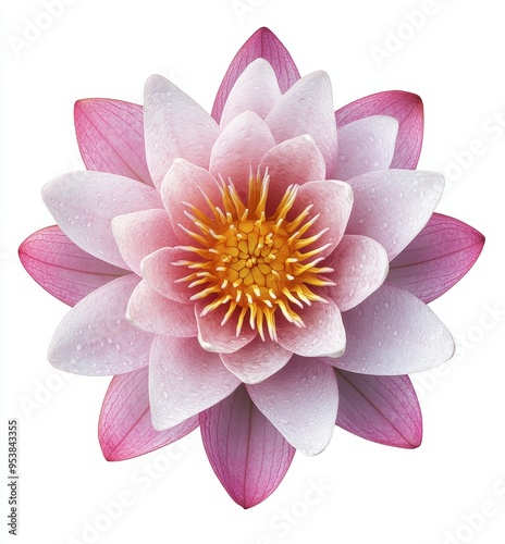 Pink Lotus Flower Isolated on White Background, Ultra Realistic Photograph Generative AI