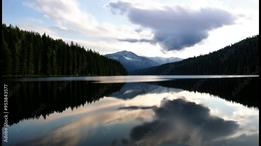 Landscape of lake with mountain clouds moving time lapse Landscape of lake with mountain clouds moving time lapse